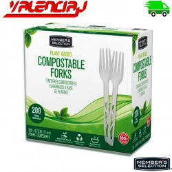 200 TENEDORES DESECHABLES COMPOSTABLES MEMBERS  BIODEGRADABLES