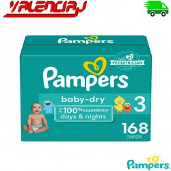 168 PAÑALES DESECHABLES PAMPERS BABE DRY TALLA 3