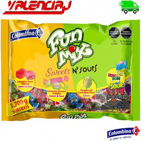 DULCES COLOMBIAN FUN MIX SWEETS M´SOURS 1700 GRS
