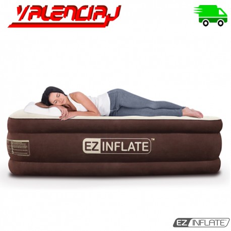 COLCHON ELECTRICO INFLABLE EZ INFLATE QUEEN CAFE Y CREMA