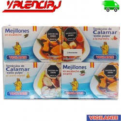 MARISCOS SURTIDOS MEJILLONES CALAMAR VIGILANTE 115G X 4